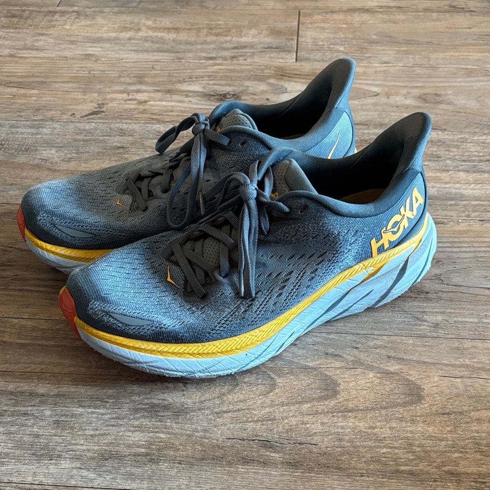 Men’s Hoka Gray and Yellow Athletic Shoes - Size 11.5 D